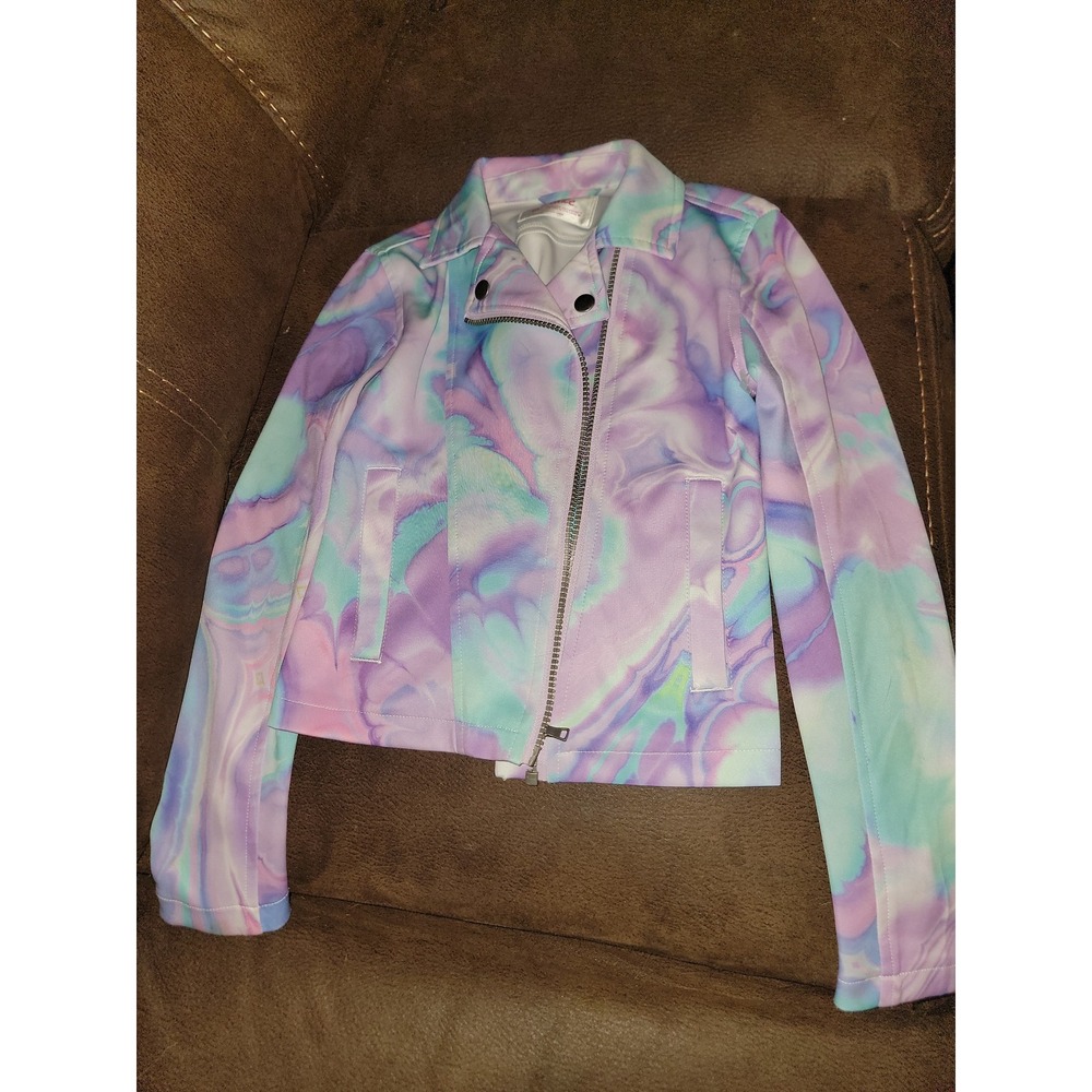 Justice tie dye swirl coat jacket size 10
